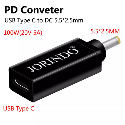 100 W USB Typ C Buchse auf DC 5,5 x 2,5 mm Stecker PD-Anschluss Schnelle Schnellladung