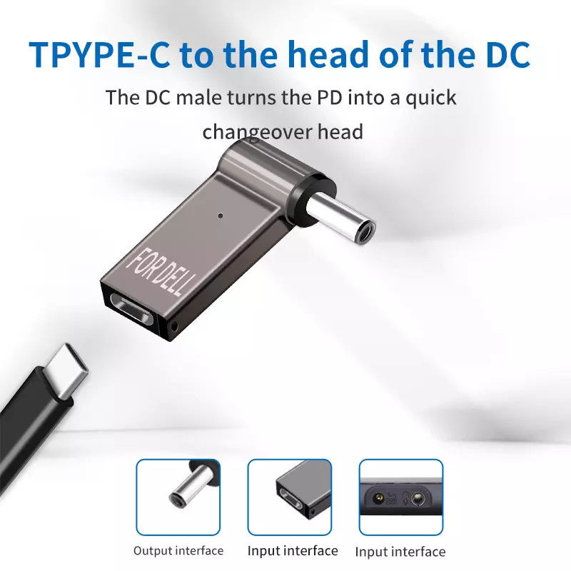 100-W-Steckeradapter Typ C auf Video, runder Schnellladestecker, 18,5 V - 20 V