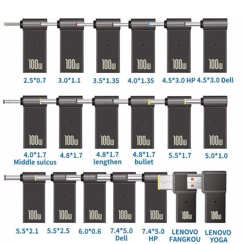 100-W-Steckeradapter Typ C auf Video, runder Schnellladestecker, 18,5 V - 20 V