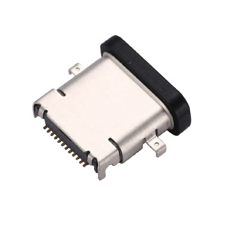 Wasserdichtes USB 3.1 Typ C 24-Pin weiblicher Steckverbinder Horizontale SMT DIP Montage Sinking Plate USB Steckdose