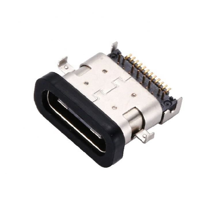 Wasserdichtes USB 3.1 Typ C 24-Pin weiblicher Steckverbinder Horizontale SMT DIP Montage Sinking Plate USB Steckdose