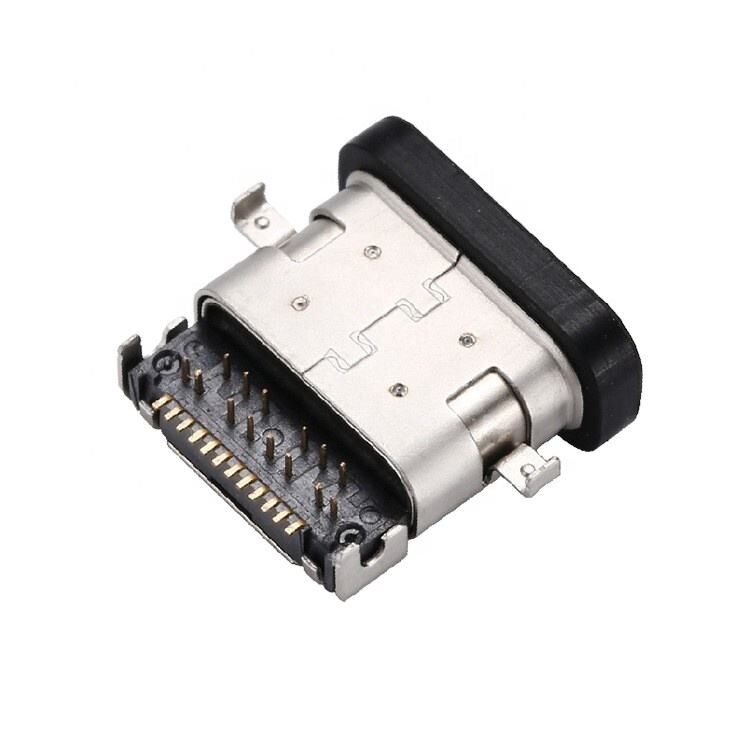 Wasserdichtes USB 3.1 Typ C 24-Pin weiblicher Steckverbinder Horizontale SMT DIP Montage Sinking Plate USB Steckdose