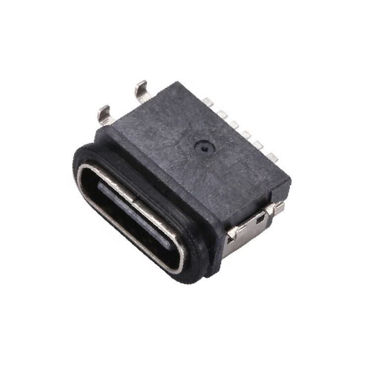 Typ C 6-Pin weibliche IPX7 wasserdichte USB-Anschluss Horizontale SMT-Anbringung Datenübertragung