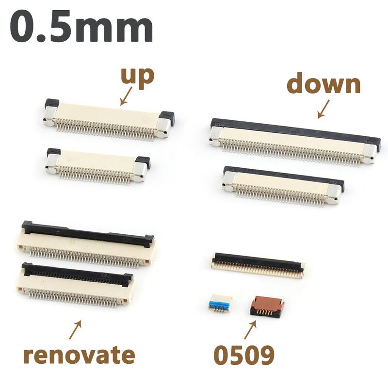 FPC-Steckverbinder 0,5 mm Raster Horizontal SMT Flip-Lock Typ Oben Unten Kontakt 4-60 Pins
