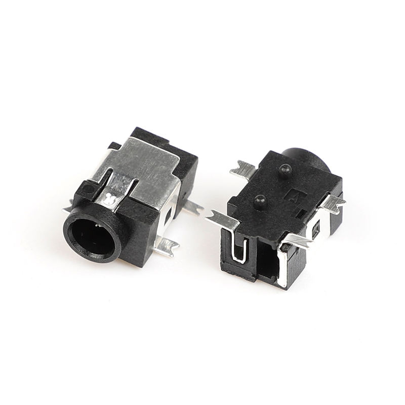 4-Pin SMT SMD 1.3mm Schwarze Phosphorbronze 12V 1A DC Buchse für Audio/Video, Nylongehäuse, Rechtwinklige Steckverbinder
