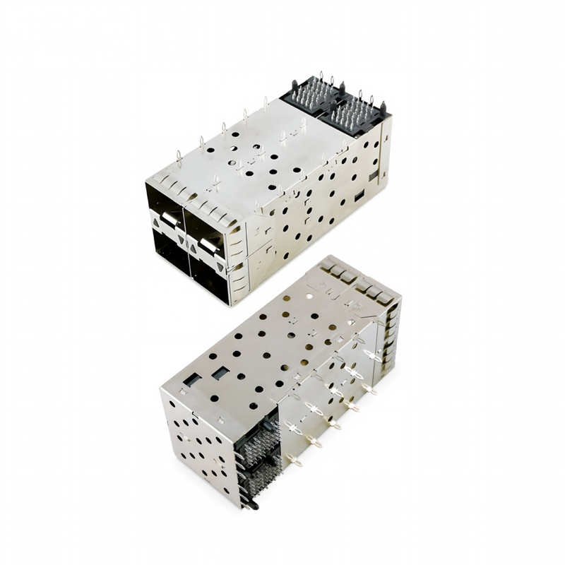 SFP+ 2x2 Press-Fit-Anschluss 80pins Kleine Form-Form Pltuggable Plus Stapel 2-by-1 Multi-Port SFP+-Anschluss W/ Lightpipe-Anschlüsse