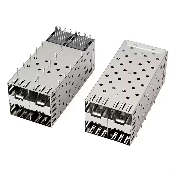 QSFP-SFP-Käfig 2X2-Hafenkäfig mit Lichtrohr XFP-CFP-SFP-Konnektor Staubabdeckung Glasfasermodulschutz