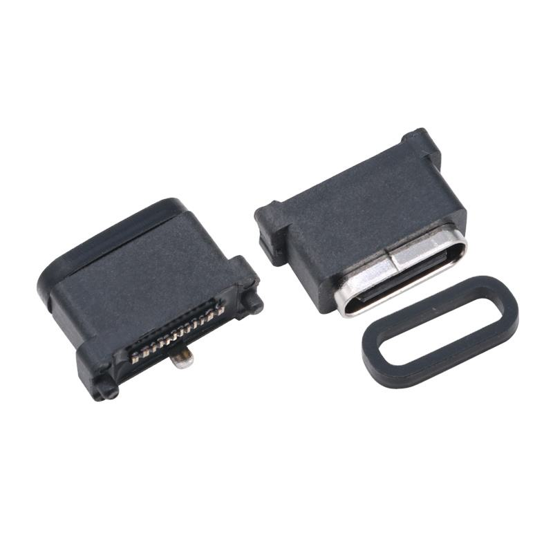 USB 3.2 Typ-C 40 Gbps Wasserdicht U4 Steckdose 24 Pin SMT DIP PCB Weiblicher Steckverbinder Goldbeschichtung Edelstahl 5A 100V AC