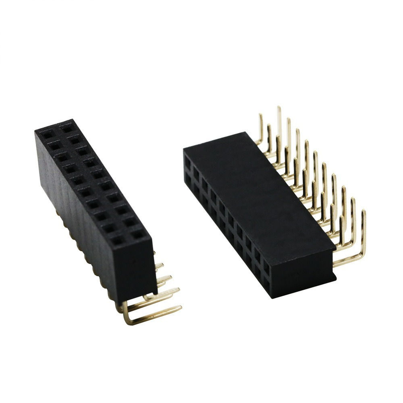 2X10P 20P Doppelreihe gebogene weibliche Kopfhöhe Pitch 2,54mm Pin PBT Material Phosphor Bronze Kontakte