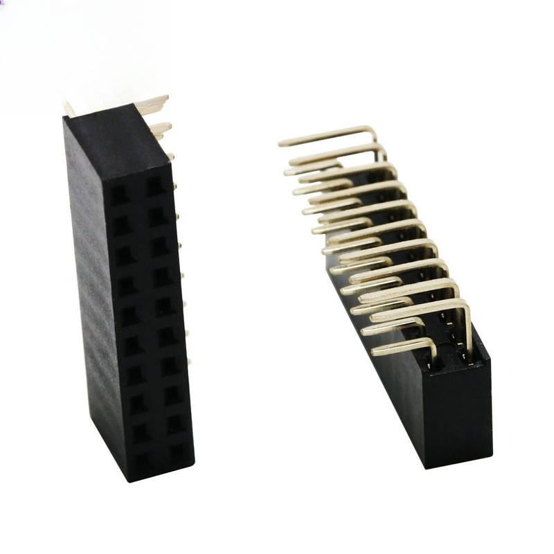 2X10P 20P Doppelreihe gebogene weibliche Kopfhöhe Pitch 2,54mm Pin PBT Material Phosphor Bronze Kontakte