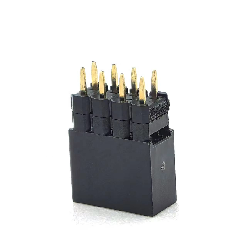 2,54mm Pitch DIN Messing Buchsenleistenstecker, zweireihig, stapelbar, 2mm H2,0 PCB Nylon 600V 3A H12,5mm 2*4P