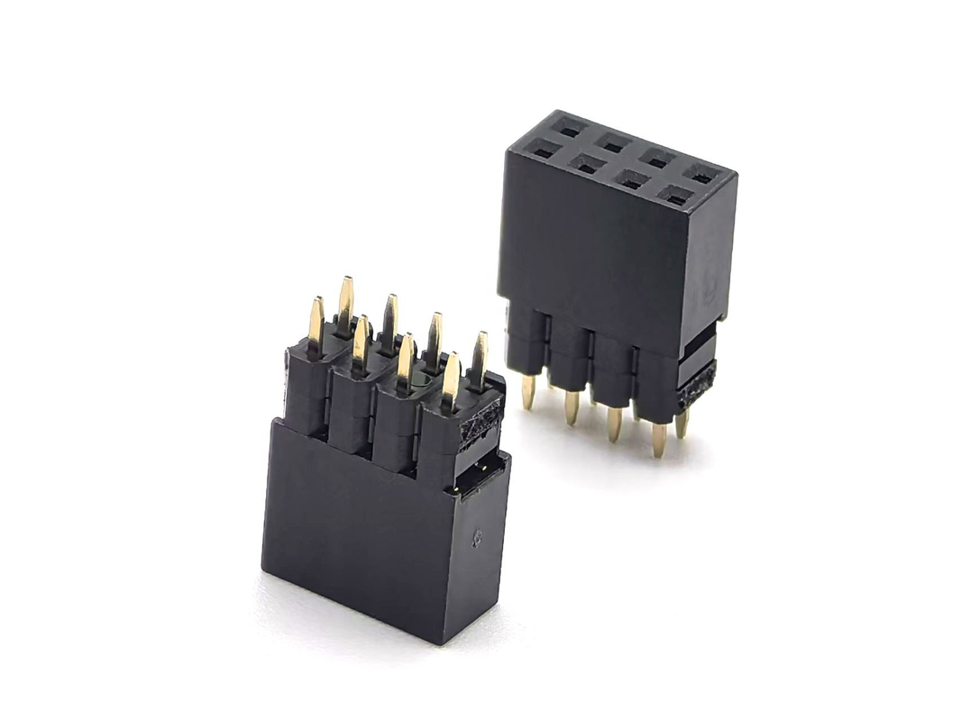 2,54mm Pitch DIN Messing Buchsenleistenstecker, zweireihig, stapelbar, 2mm H2,0 PCB Nylon 600V 3A H12,5mm 2*4P
