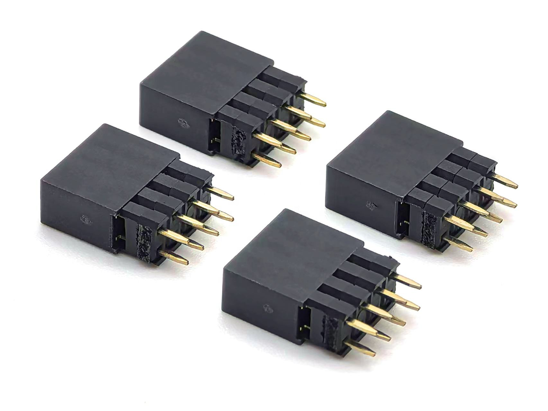 2,54mm Pitch DIN Messing Buchsenleistenstecker, zweireihig, stapelbar, 2mm H2,0 PCB Nylon 600V 3A H12,5mm 2*4P