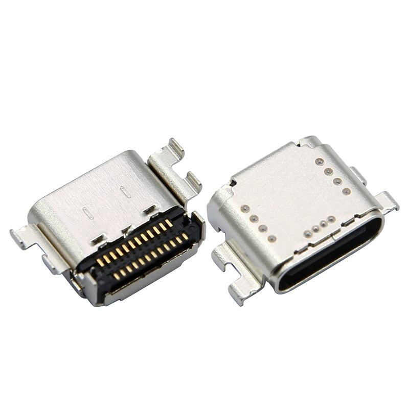 USB 3.1 Type C 24-Pin Female Connector with Gold Plating, 5A Current Rating, and Socket for High-Speed Charging Connectivity