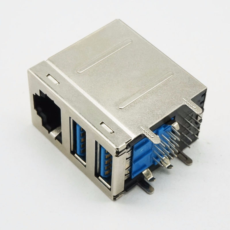 PBT kombiniertes USB 3,0 Verbindungsstück 180 Grad-RJ45 für LAN Ethernet Network